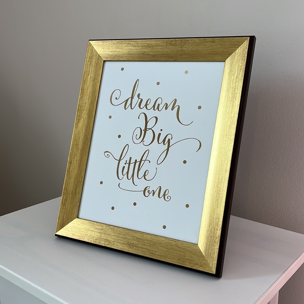 Gold Framed Dream Big Little One Nursery Art